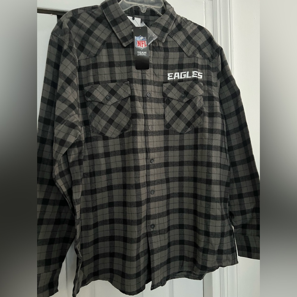 Fanatics Eagles Black and Gray Plaid Men's Shirt